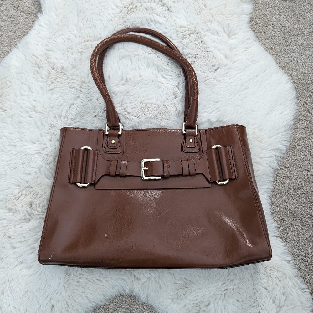 ANTONIO MELANI Brown Patent Leather Purse
